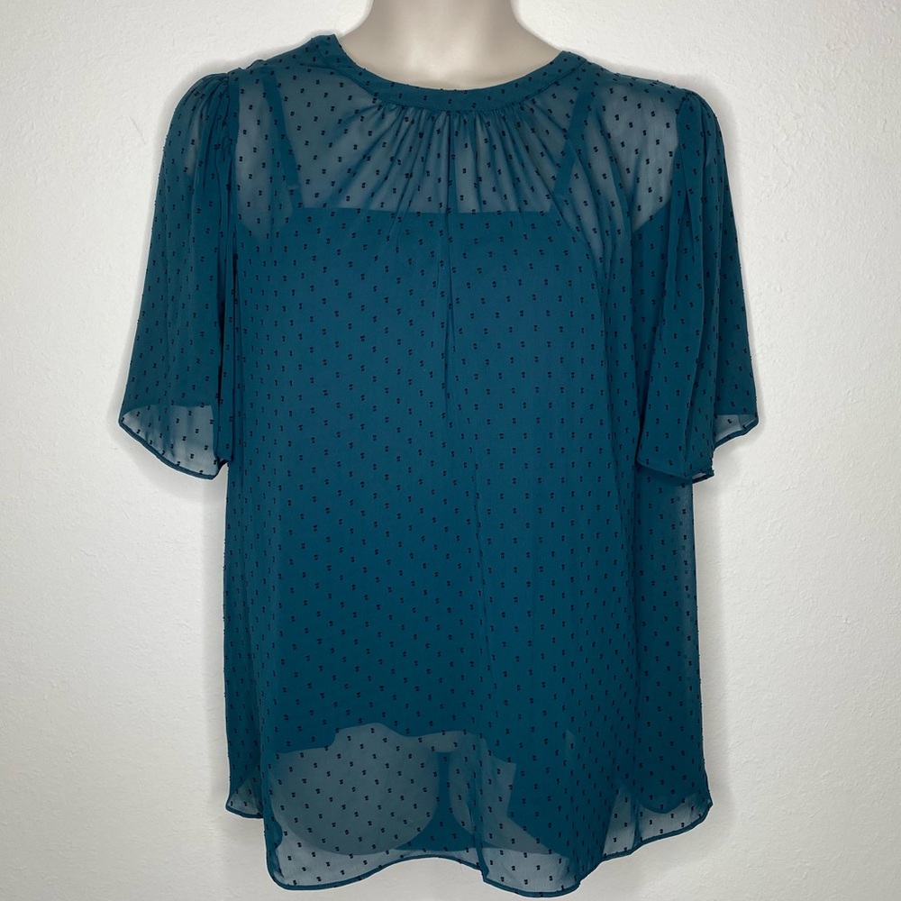 🍀5/$45🍀 Dark Teal Polka Dot Blouse